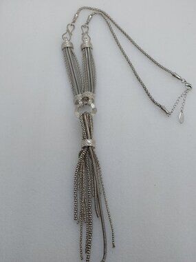 Nygard Silver Tone Multi Stand Chain Tassel Necklace